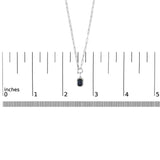 10K White Gold Emerald Cut 6x4 MM Blue Sapphire Solitaire Pendant Necklace - 18 inch-4 thumbnail 5