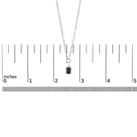 10K White Gold Emerald Cut 6x4 MM Blue Sapphire Solitaire Pendant Necklace - 18 inch