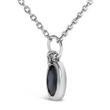 10K White Gold Oval Blue Sapphire and Diamond Double Charm Pendant Necklace - 18