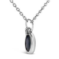 10K White Gold Oval Blue Sapphire and Diamond Double Charm Pendant Necklace - 18