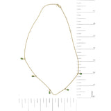 10K Yellow Gold Dangling 5x3 mm Green Emerald and Diamond Station Necklace - 18
