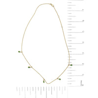 10K Yellow Gold Dangling 5x3 mm Green Emerald and Diamond Station Necklace - 18