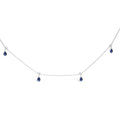 10K white gold necklace with pear blue sapphire and diamond stations