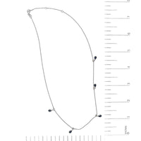 10K White Gold Dangling 5x3 mm Pear Blue Sapphire and Diamond Station Necklace - 18