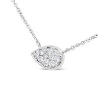 14K White Gold 1/4 Cttw Round Diamond Composite Teardrop Shape 18