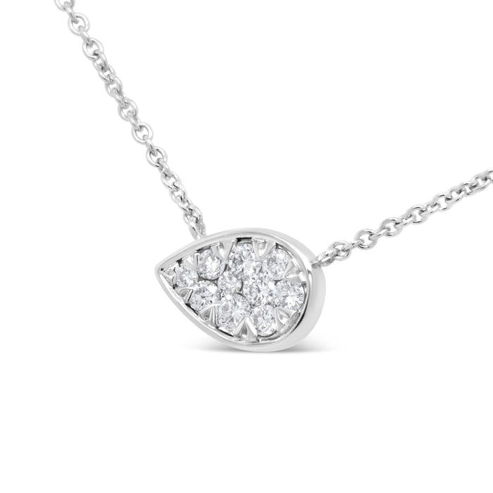 14K White Gold 1/4 Cttw Round Diamond Composite Teardrop Shape 18