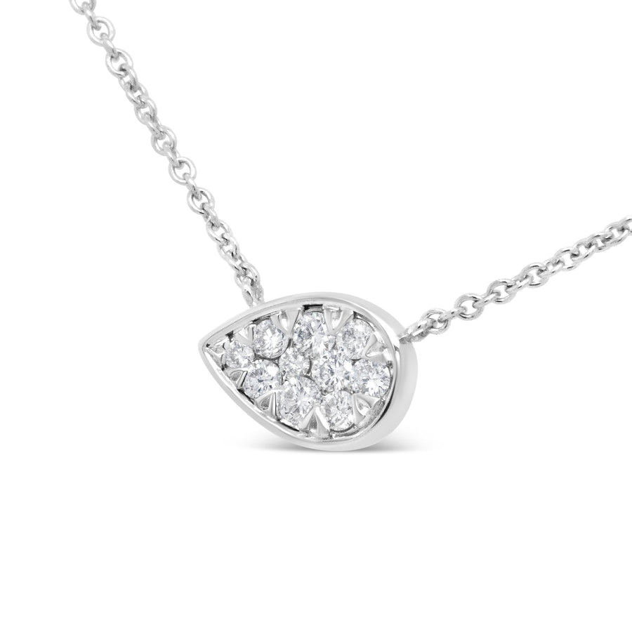 14K White Gold 1/4 Cttw Round Diamond Composite Teardrop Shape 18