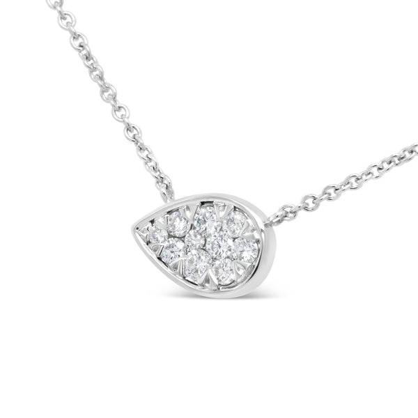 14K White Gold 1/4 Cttw Round Diamond Composite Teardrop Shape 18