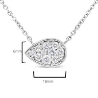 14K White Gold 1/4 Cttw Round Diamond Composite Teardrop Shape 18