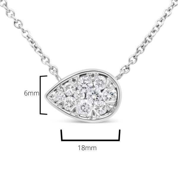 14K White Gold 1/4 Cttw Round Diamond Composite Teardrop Shape 18