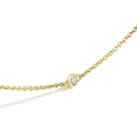 14K Yellow Gold Bezel Set Alternating Green Emerald and Diamond Station Necklace - 18