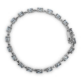 .925 Sterling Silver 11.0 Cttw Oval Shaped Created Light Blue Topaz Link Bracelet - 7 inch-3 thumbnail 4