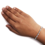 .925 Sterling Silver 11.0 Cttw Oval Shaped Created Light Blue Topaz Link Bracelet - 7 inch-2 thumbnail 3