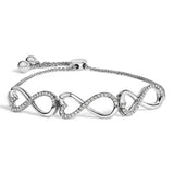 Sterling Silver 1/3 Cttw Diamond Infinity Heart Link Adjustable Bolo Bracelet-0 thumbnail 1