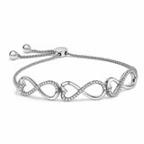 Sterling Silver 1/3 Cttw Diamond Infinity Heart Link Adjustable Bolo Bracelet-3 thumbnail 4