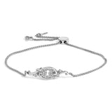 925 sterling silver keyhole bolo bracelet with diamond charm accents thumbnail 1