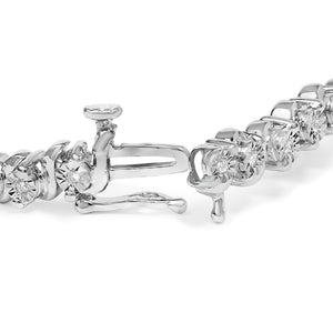 .925 Sterling Silver 1/4 Cttw Diamond Station and S Link Bracelet-1