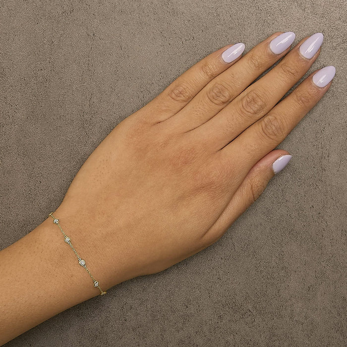 14K Gold 1/2 Cttw Bezel Set Lab Grown Diamond Station Bracelet