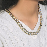 12.18 mm 14k Two Tone Gold Pave Curb Chain