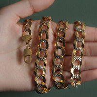 12.18 mm 14k Two Tone Gold Pave Curb Chain
