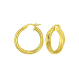 14K Yellow Gold Interlocking Medium Trinity Hoop Earrings thumbnail 1