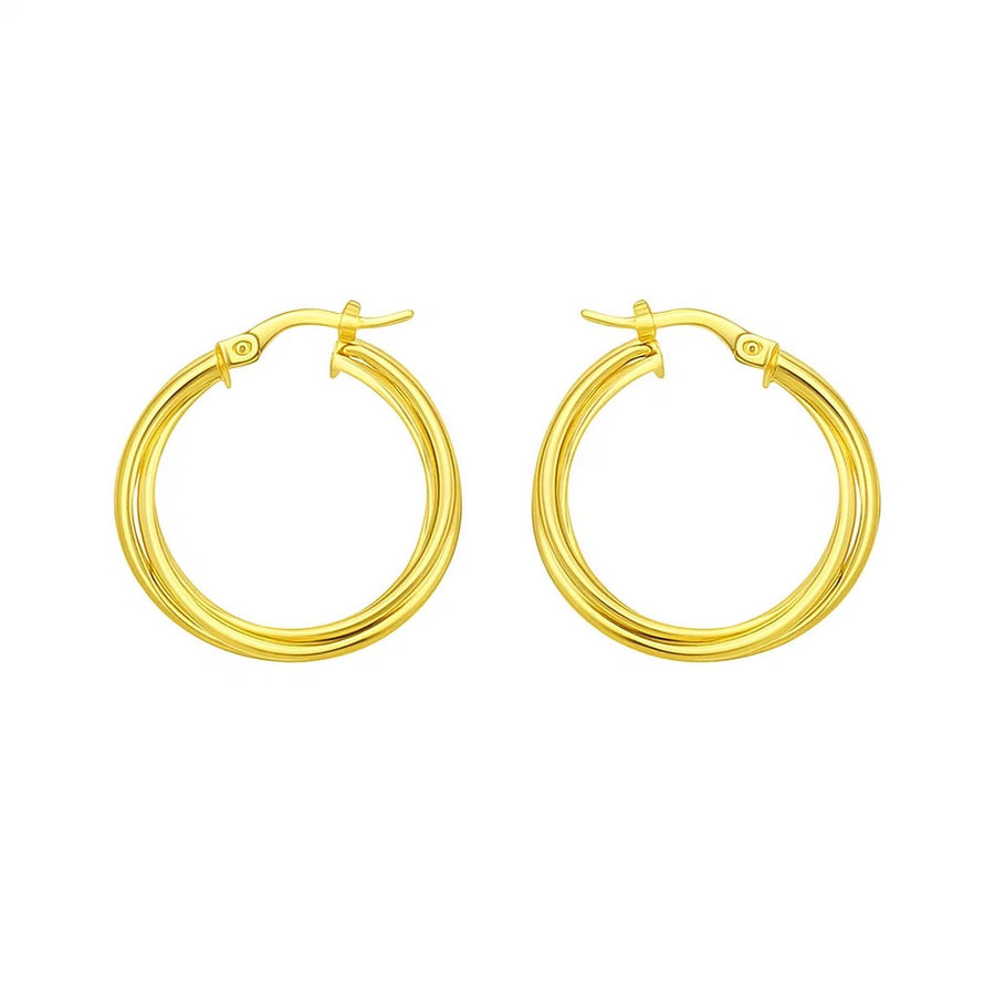 14K Yellow Gold Interlocking Medium Trinity Hoop Earrings