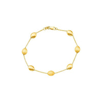 14k Yellow Gold Bracelet with Textured and Polished Pebble Stations