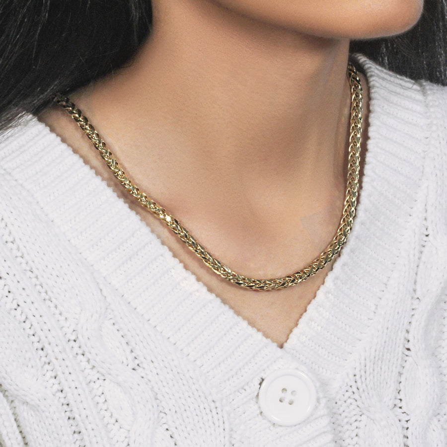 5.2mm 14k Yellow Gold Diamond Cut Round Franco Chain