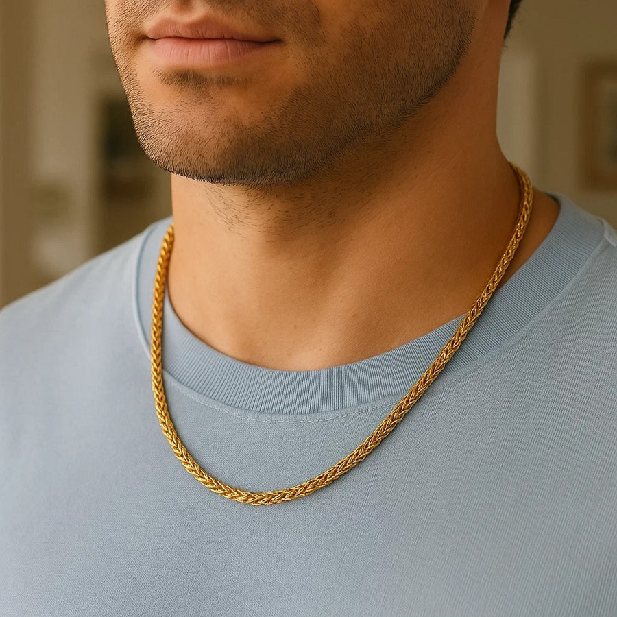 5.2mm 14k Yellow Gold Diamond Cut Round Franco Chain