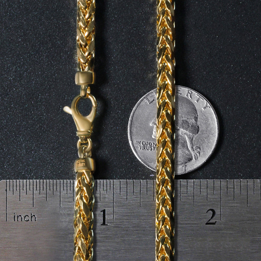 5.2mm 14k Yellow Gold Diamond Cut Round Franco Chain