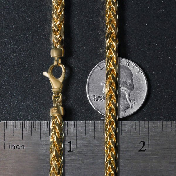 5.2mm 14k Yellow Gold Diamond Cut Round Franco Chain