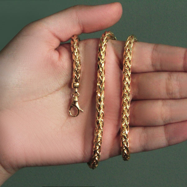 5.2mm 14k Yellow Gold Diamond Cut Round Franco Chain