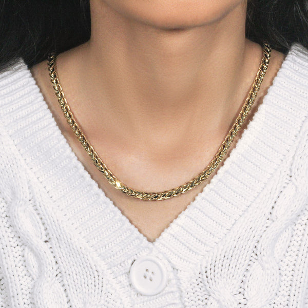 5.2mm 14k Yellow Gold Diamond Cut Round Franco Chain