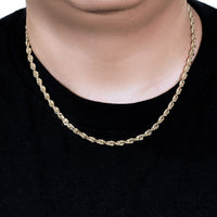 5.0mm 14k Yellow Gold Solid Diamond Cut Rope Chain