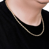 5.0mm 14k Yellow Gold Solid Diamond Cut Rope Chain