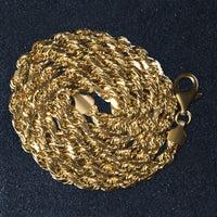 5.0mm 14k Yellow Gold Solid Diamond Cut Rope Chain