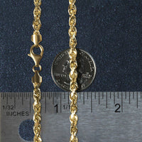 5.0mm 14k Yellow Gold Solid Diamond Cut Rope Chain