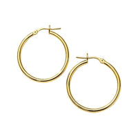 14k Yellow Gold Polished Hoop Earrings (2x25 mm)