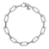14k White Gold Diamante Paperclip Chain Bracelet (7.00 mm) thumbnail 2