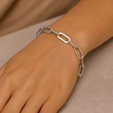 14k White Gold Diamante Paperclip Chain Bracelet (7.00 mm) thumbnail 4