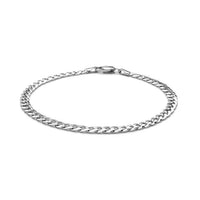 3.6mm 14k White Gold Solid Curb Bracelet