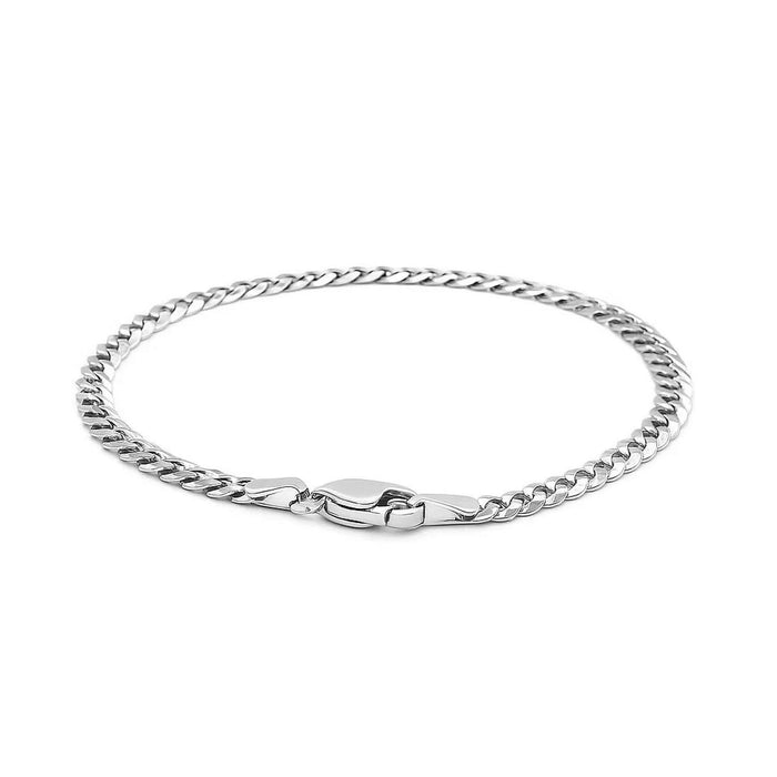 3.6mm 14k White Gold Solid Curb Bracelet