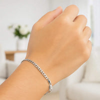 3.6mm 14k White Gold Solid Curb Bracelet