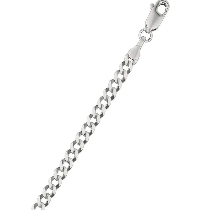 3.6mm 14k White Gold Solid Curb Bracelet