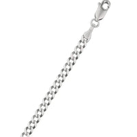 3.6mm 14k White Gold Solid Curb Bracelet