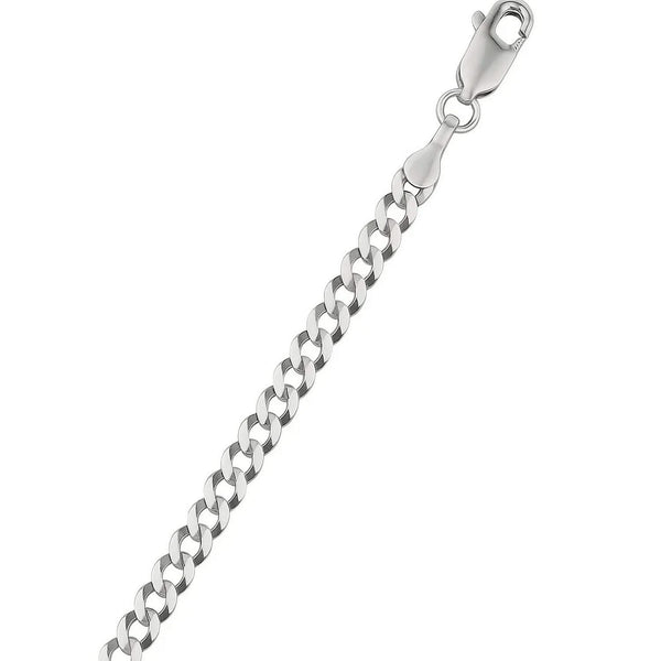 3.6mm 14k White Gold Solid Curb Bracelet