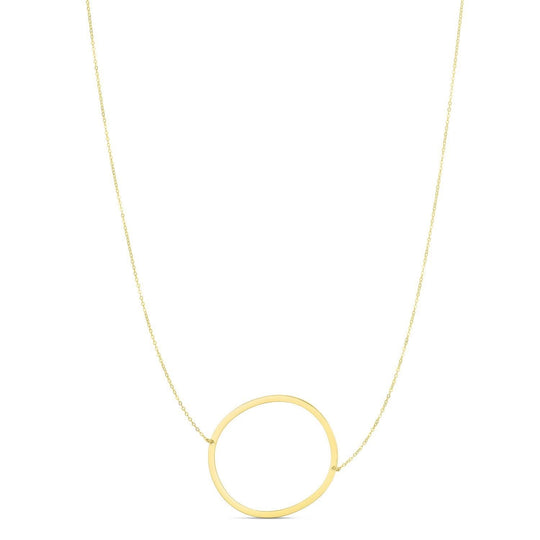 14K yellow gold initial O letter pendant necklace