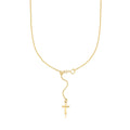 14K yellow gold adjustable cross pendant necklace