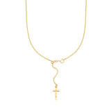 14K yellow gold adjustable cross pendant necklace thumbnail 1