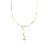 14K Yellow Gold Adjustable Cross Necklace